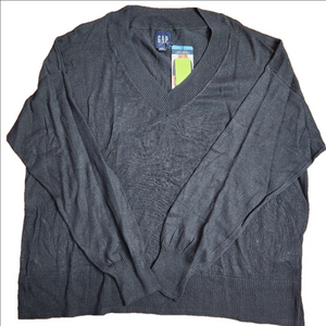 GAP Lightweight Black Long Sleeve V-Neck Cotton-Blend Sweater size Large